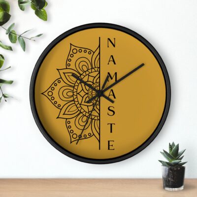 Namaste Mandala Wall Clock - Yoga & Meditation Clock, Mustard