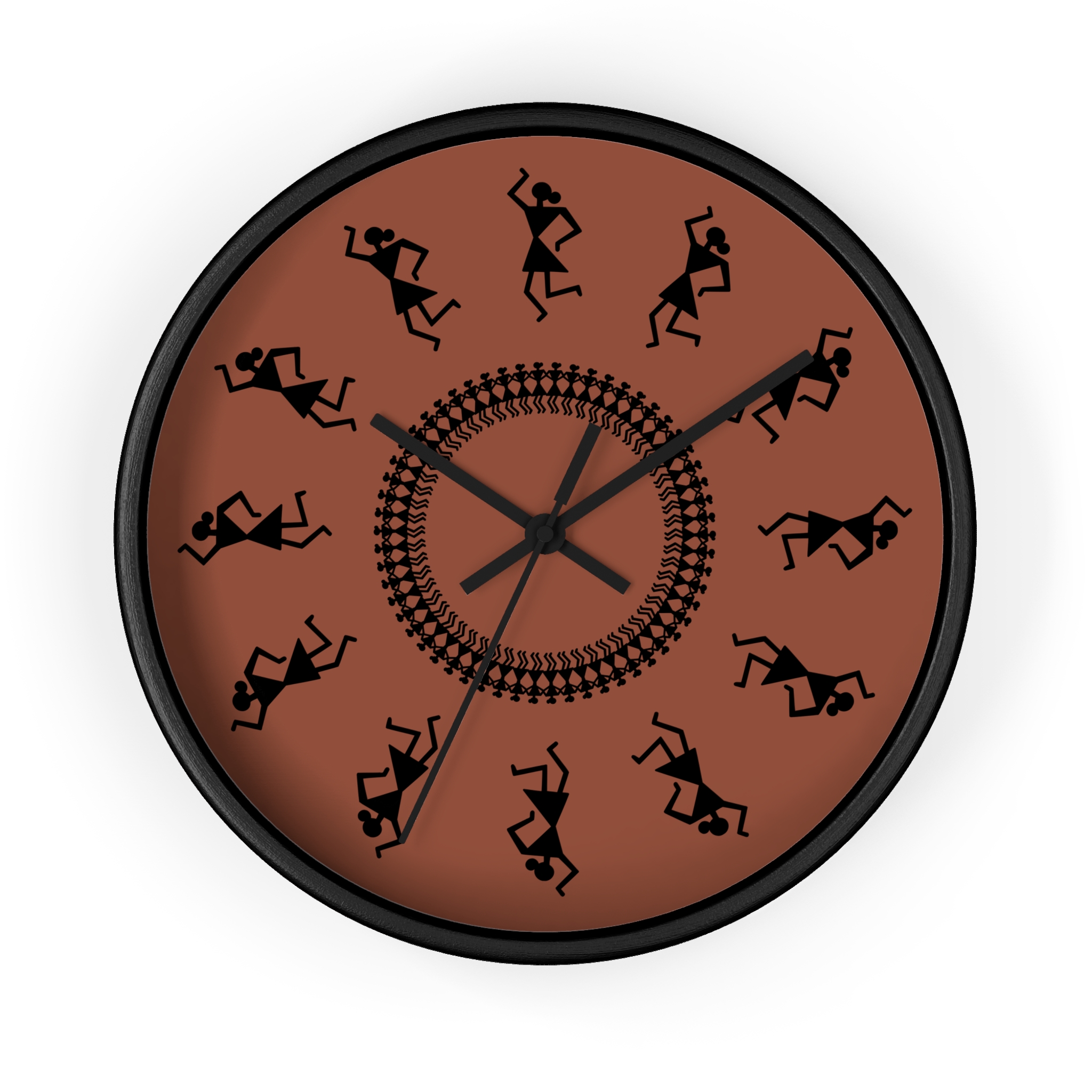 Warli Clock on Terracotta Background — Rustic Indian Rhythm Decor (10" Diameter) - Image 4