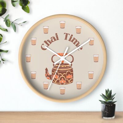 Chai Time Wall Clock — Decorative Tea Kettle Clock for Kitchen & Tea Lovers