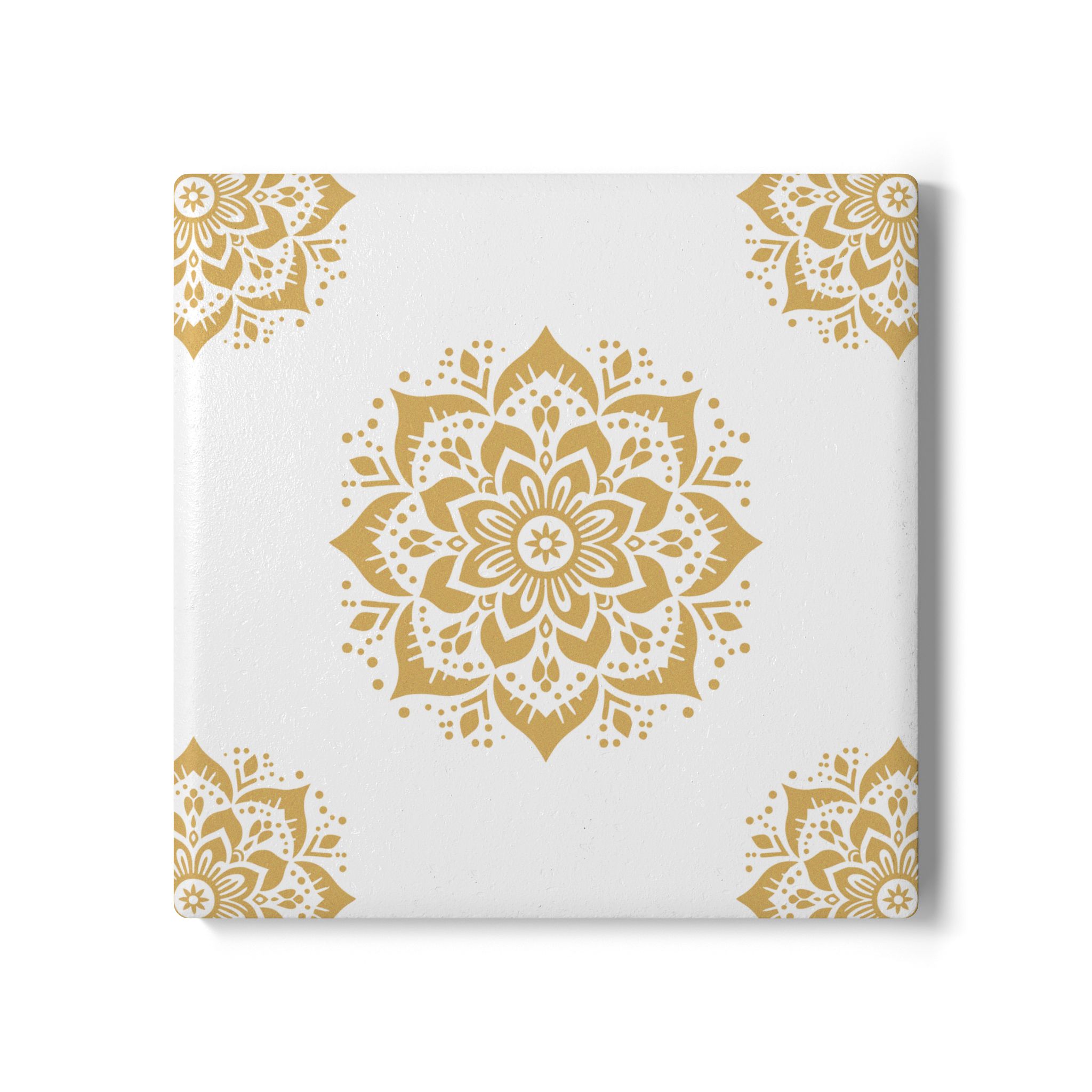 Gold Mandala Ceramic Coaster - Decorative Boho Drink Coaster - Image 2