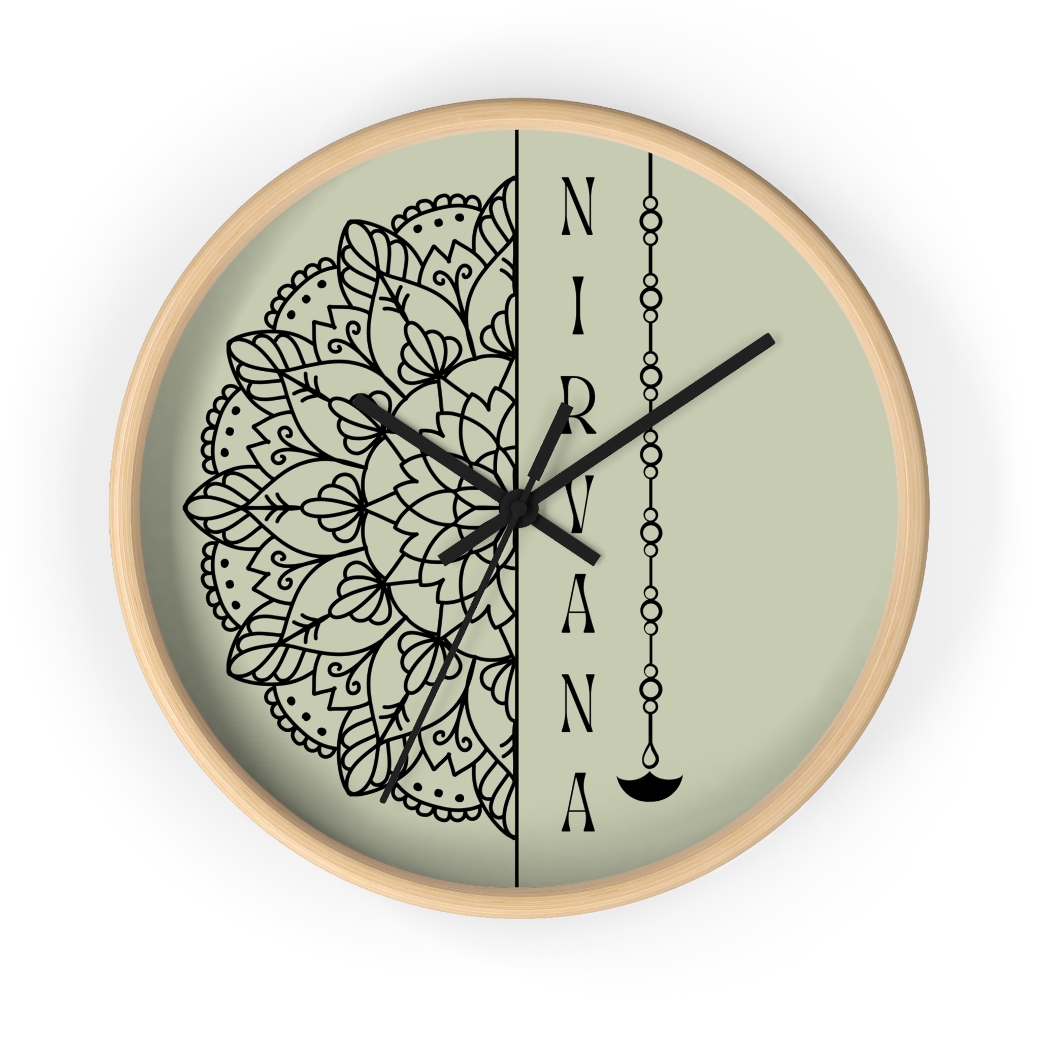 Half Mandala Wall Clock - "Nirvana" Buddhist Spiritual Design, 10 inches - Image 2