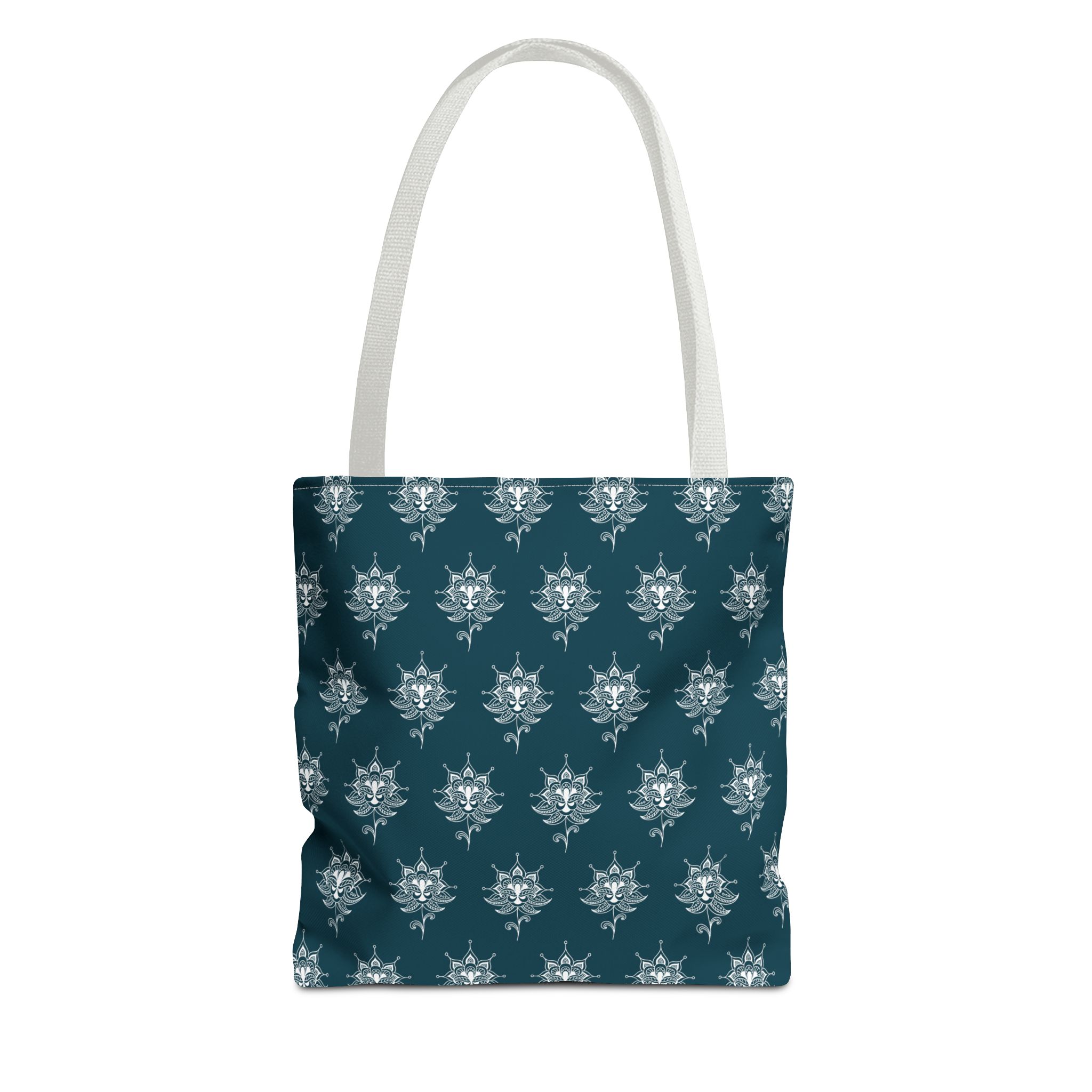 Teal Tote Bag — White Paisley Pattern All-Over Print - Image 2