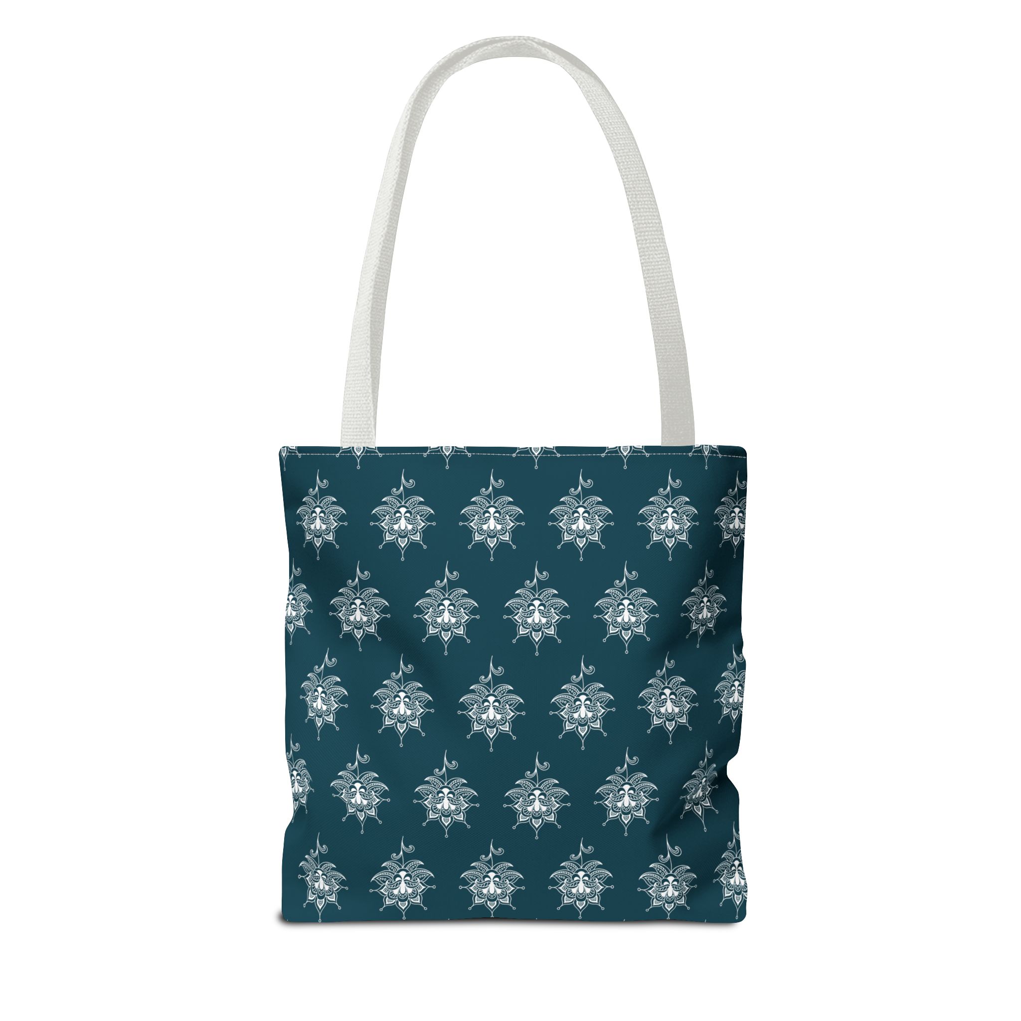Teal Tote Bag — White Paisley Pattern All-Over Print - Image 3