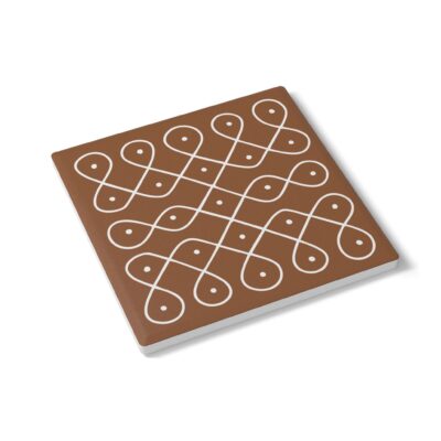 Ceramic Coaster - Geometric Kolam Design Cork-Back Drink Coaster