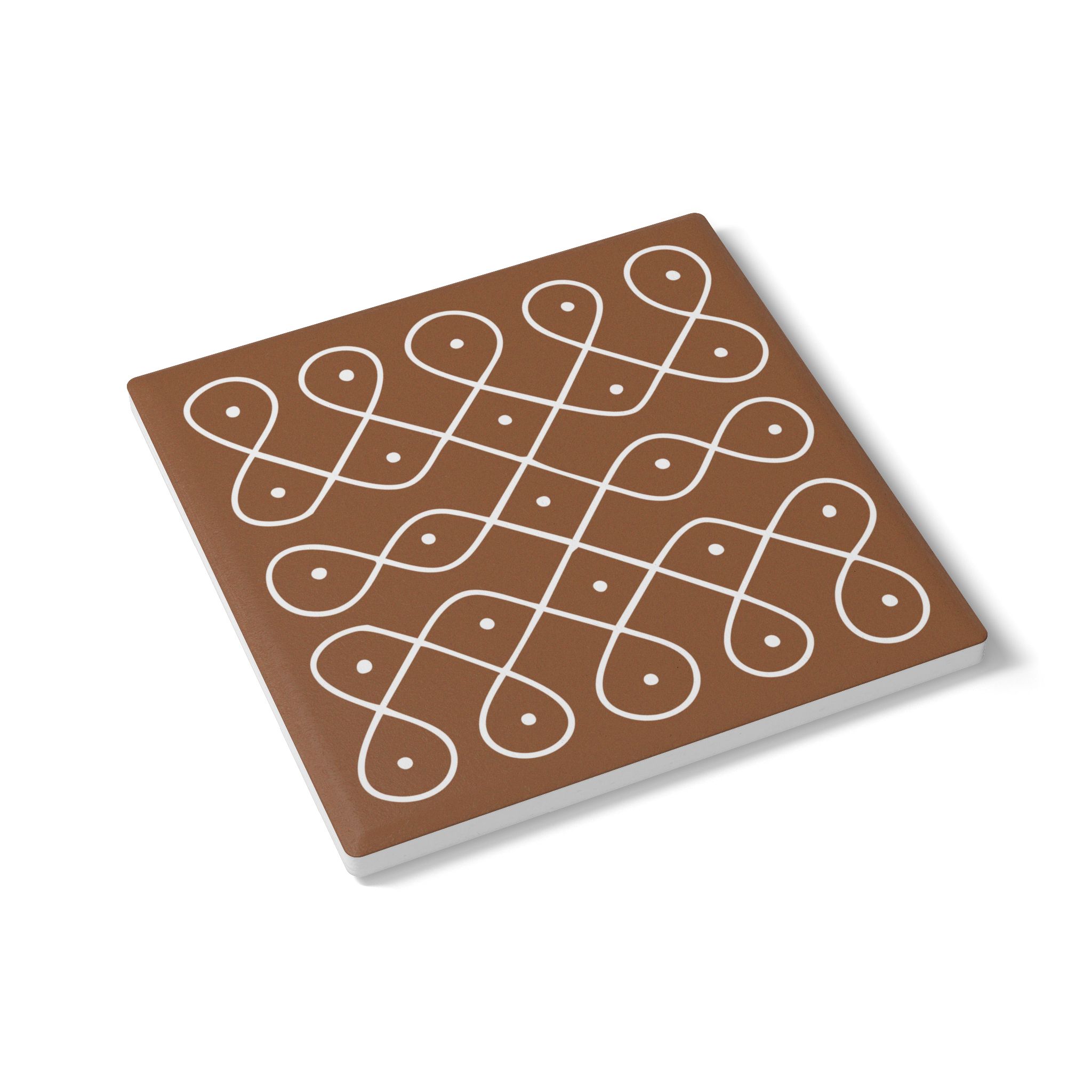 Ceramic Coaster - Geometric Kolam Design Cork-Back Drink Coaster