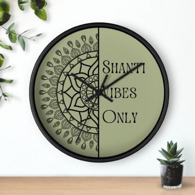 Mandala Wall Clock - Indian Spiritual Decorative 10" Clock - Sage Color