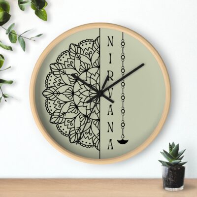 Half Mandala Wall Clock - "Nirvana" Buddhist Spiritual Design, 10 inches