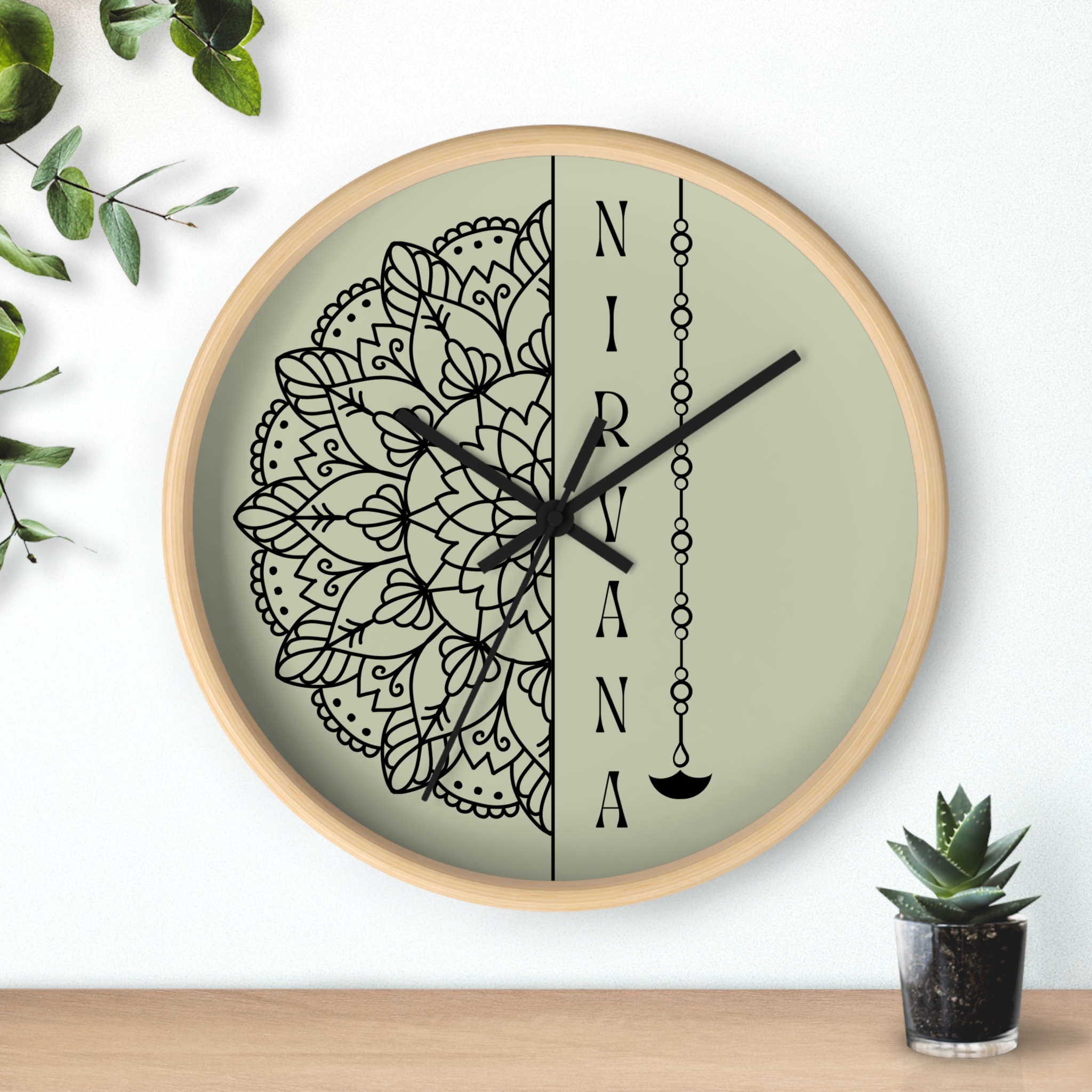Half Mandala Wall Clock - "Nirvana" Buddhist Spiritual Design, 10 inches