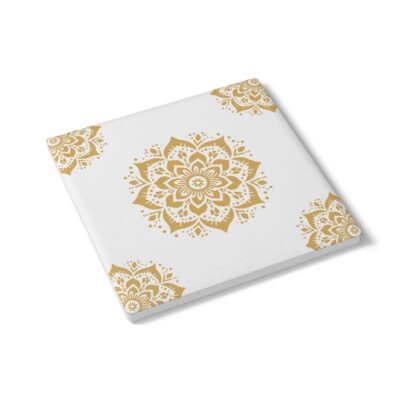 Gold Mandala Ceramic Coaster - Decorative Boho Drink Coaster