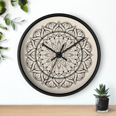 Mandala Wall Clock - Boho Zen Decorative Clock with Hand-Drawn Floral Pattern