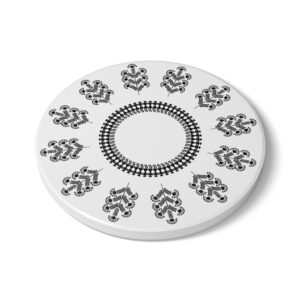 Ceramic Coaster — Black Mandala Floral Round Cork-Back Drink Coaster