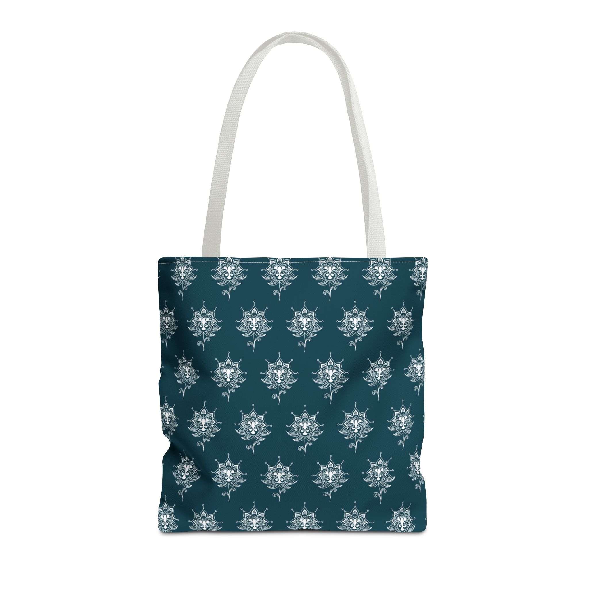 Teal Tote Bag — White Paisley Pattern All-Over Print - Image 6