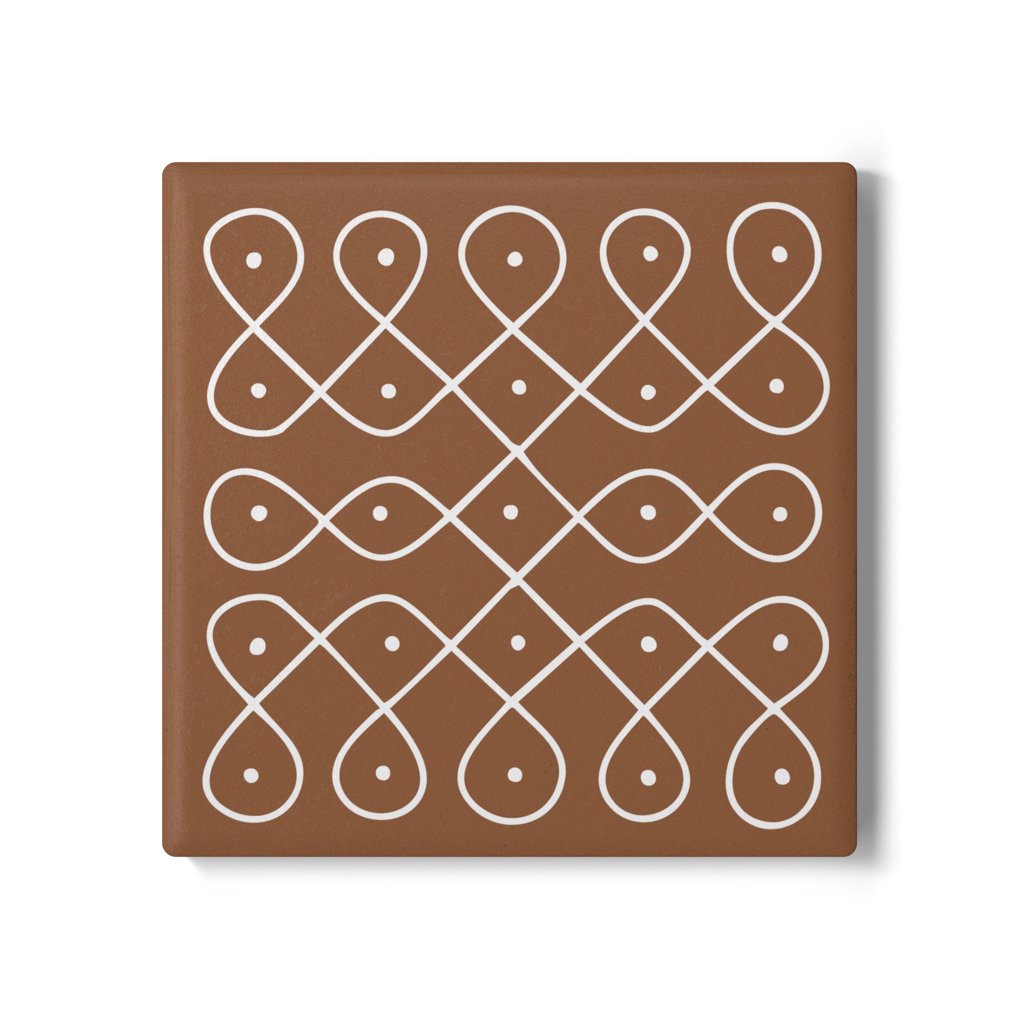Ceramic Coaster - Geometric Kolam Design Cork-Back Drink Coaster - Image 2