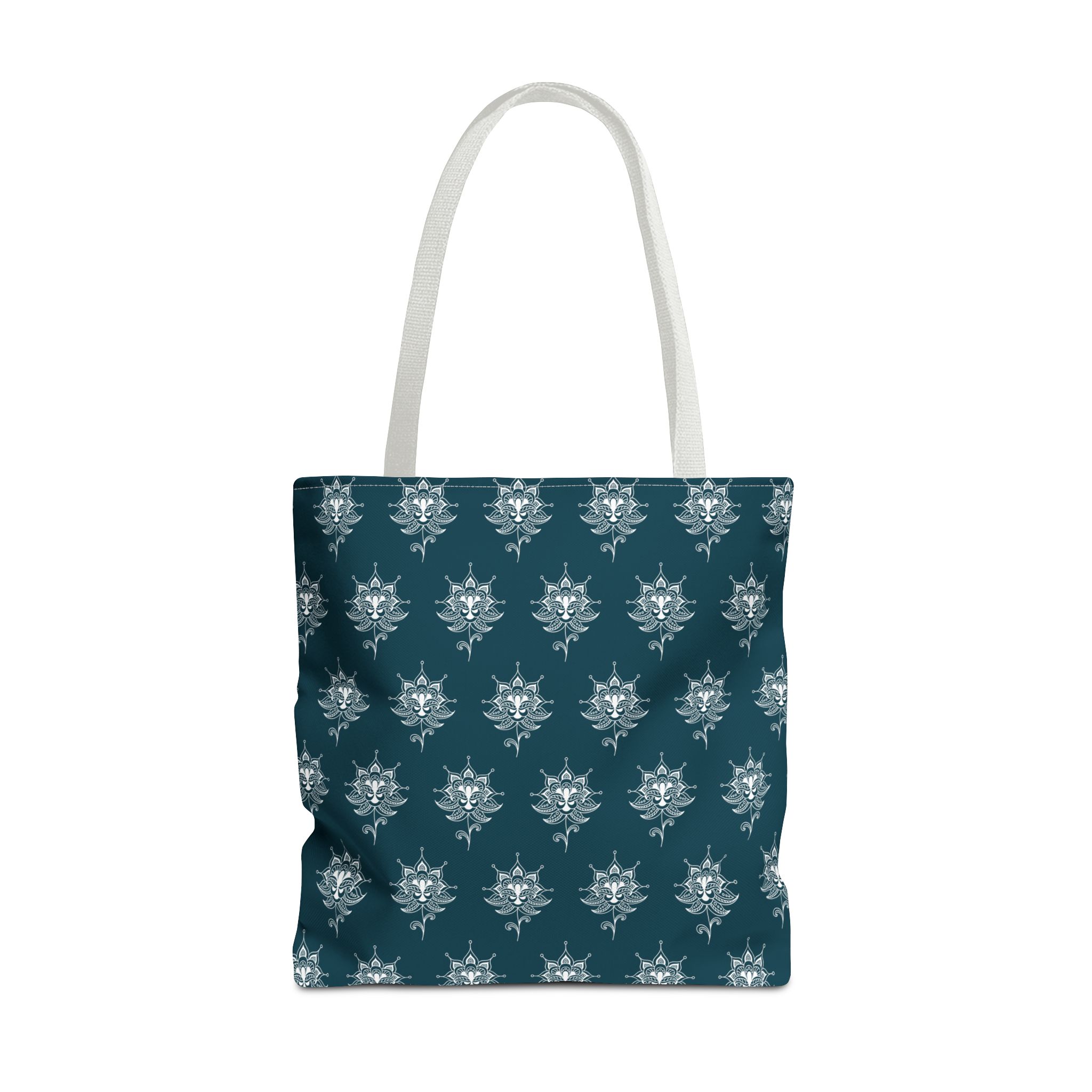 Teal Tote Bag — White Paisley Pattern All-Over Print - Image 10