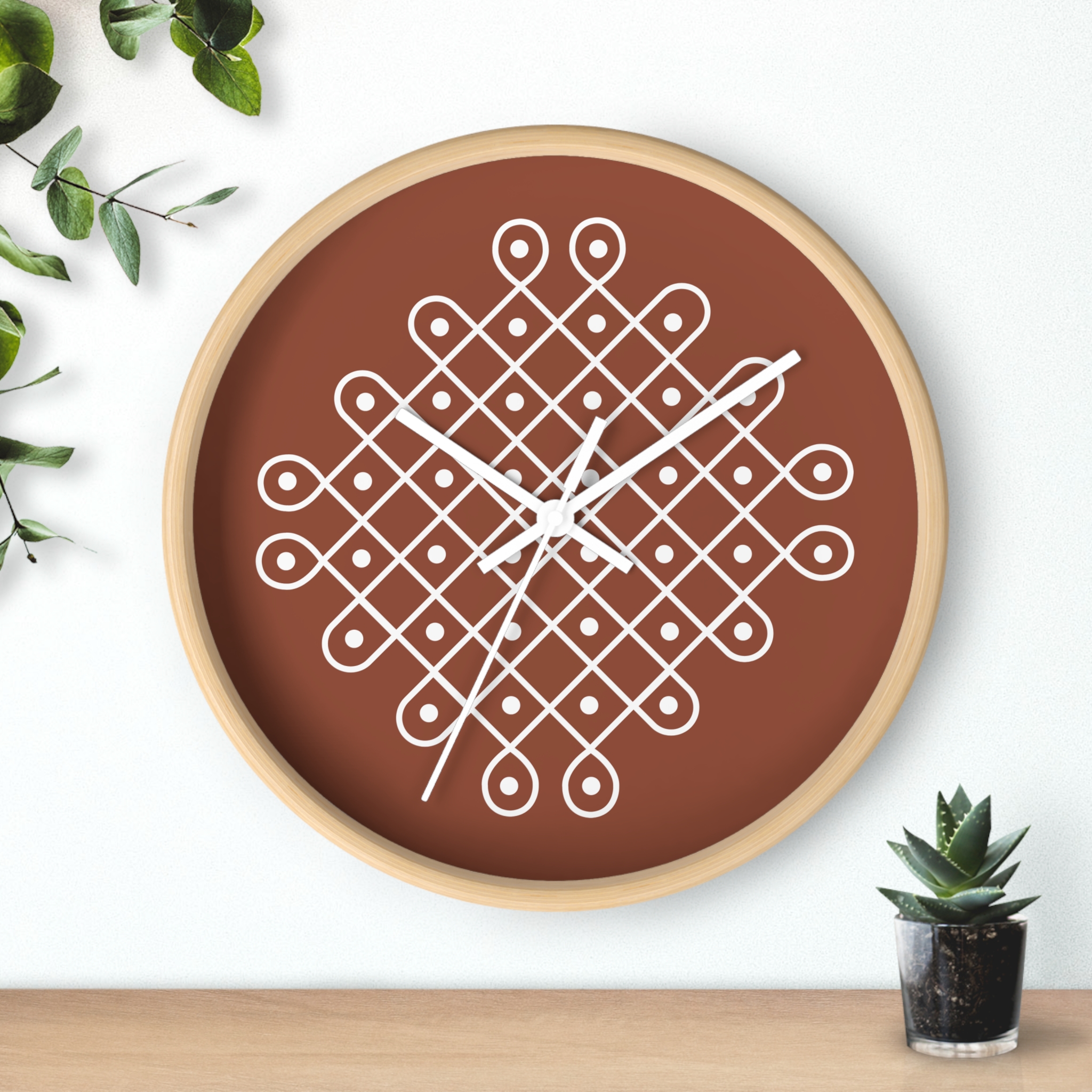 Minimalist Indian Wall Clock — Kolam Motif Home Decor - Image 9