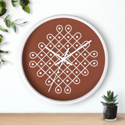 Minimalist Indian Wall Clock — Kolam Motif Home Decor