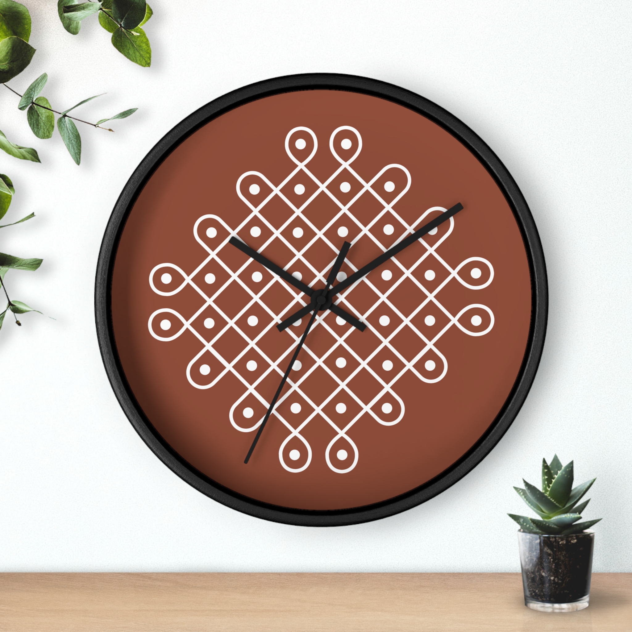 Minimalist Indian Wall Clock — Kolam Motif Home Decor - Image 6