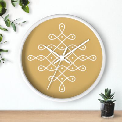 Modern Kolam Wall Clock — Minimal Indian Motif Home Decor