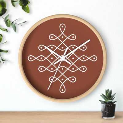 Kolam Motif Wall Clock — Minimal Indian Motif Home Decor